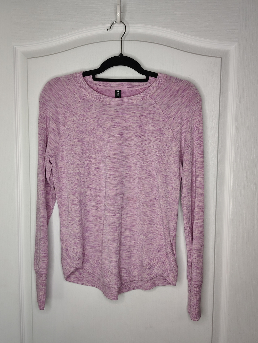 Athleta Heathered Lilac Raglan Long-Sleeve Pullover
